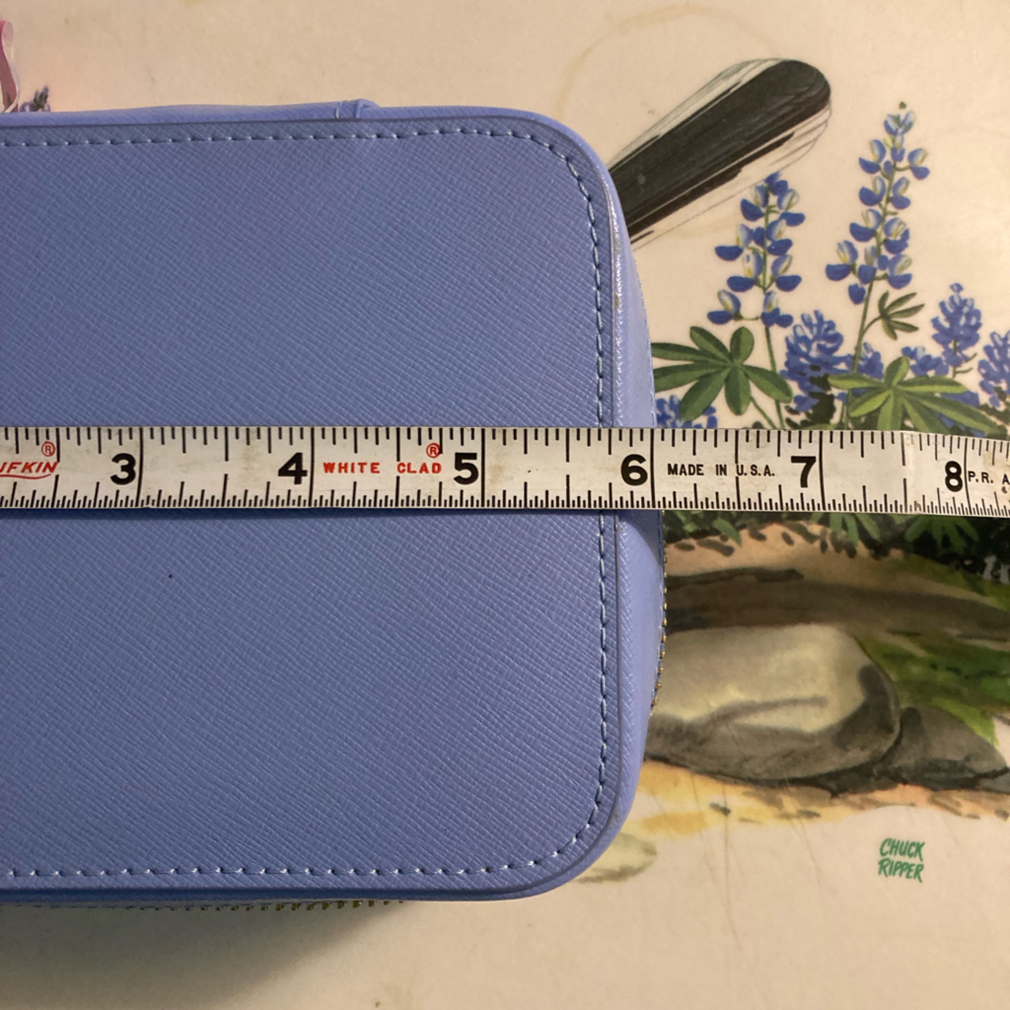 Neiman Marcus Periwinkle Purple Leather Travel Jewelry Case 6" New & Unused — image 5 of 6